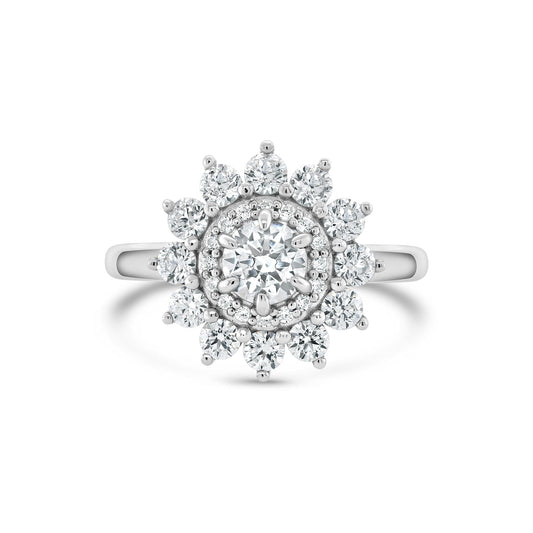 0.50 CT Round Moissanite Floral Halo Engagement Ring - farrellouise