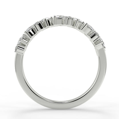 0.66 TCW Round & Pear Moissanite Cluster Style Wedding Band - farrellouise