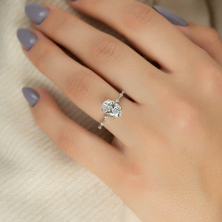 2.0 CT Oval Moissanite Dainty Pave Setting Engagement Ring