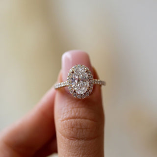 2.40 CT Oval Moissanite Halo Pave Setting Engagement Ring