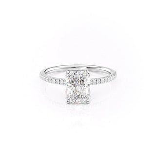 2.50 CT Radiant Moissanite Hidden Halo Pave Setting Engagement Ring