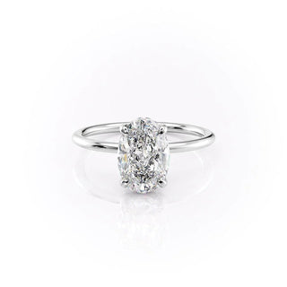 2.0 CT Oval Moissanite Hidden Halo Engagement Ring