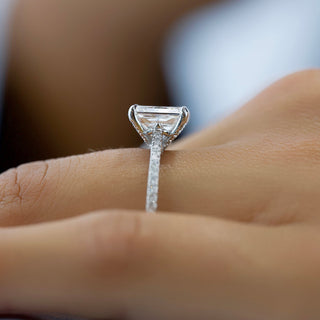 1.50 CT Radiant Moissanite Pave Setting Engagement Ring