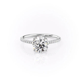 2.50 CT Round Moissanite Pave Setting Engagement Ring