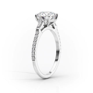 1.50 CT Oval Moissanite Three Stone Pave Setting Engagement Ring
