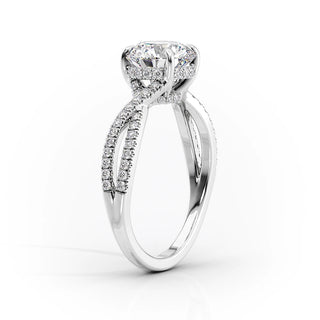 3.0 CT Pear Moissanite Hidden Halo Criss Cross Pave Setting Engagement Ring