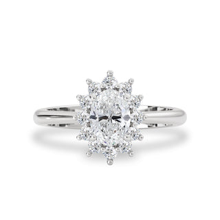 0.75 CT Oval Moissanite Halo Engagement Ring