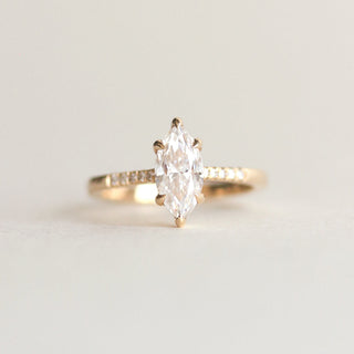 0.90 CT Marquise Moissanite Pave Setting Engagement Ring