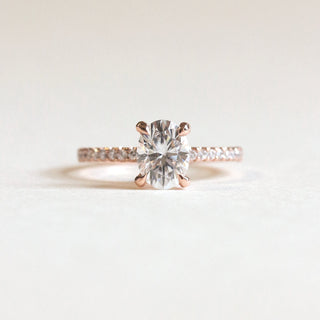 1.30 CT Oval Moissanite Pave Setting Engagement Ring