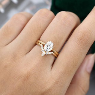 1.33 CT Oval Moissanite Solitaire Bridal Ring Set