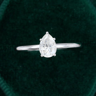 1.0 CT Pear Shaped Moissanite Solitaire Engagement Ring