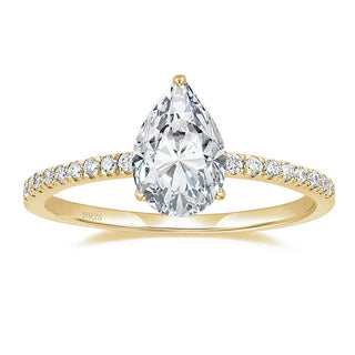 3.0 CT Pear Moissanite Pave Setting Engagement Ring