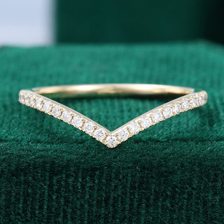 0.13 CT Round Moissanite Curved Wedding Band