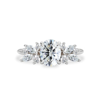 1.25 CT Oval Moissanite Cluster Engagement Ring
