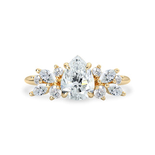 1.25 CT Pear Moissanite Cluster Engagement Ring