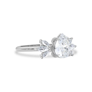 1.25 CT Pear Moissanite Cluster Engagement Ring
