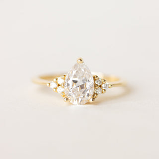 1.33 CT Pear Moissanite Cluster Engagement Ring