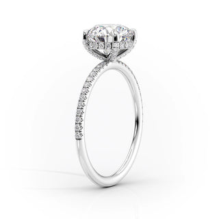 1.0 CT Radiant Moissanite Hidden Halo Engagement Ring With Pave Setting
