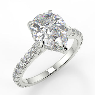 1.33 CT Pear Moissanite Hidden Halo Pave Setting Engagement Ring