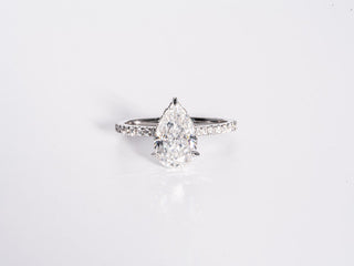 2.50 CT Pear Moissanite Hidden Halo Pave Setting Engagement Ring