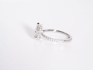 3.0 CT Pear Moissanite Hidden Halo Engagement Ring With Pave Setting