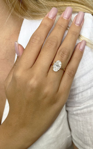 3.0 CT Oval Moissanite Hidden Halo Engagement Ring