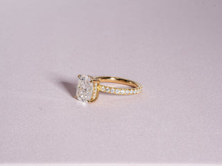 3.0 CT Elongated Cushion Moissanite Hidden Halo Engagement Ring With Pave Setting