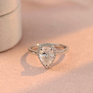 2.0 CT Pear Moissanite Halo Engagement Ring
