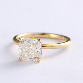 2.0 CT Cushion Moissanite Solitaire Engagement Ring