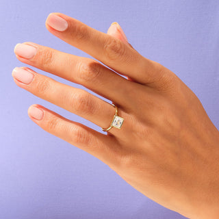1.0 CT Princess Moissanite Bezel Engagement Ring