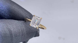 2.75 CT Emerald Moissanite Hidden Halo Engagement Ring