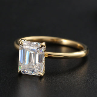 2.75 CT Emerald Moissanite Hidden Halo Engagement Ring