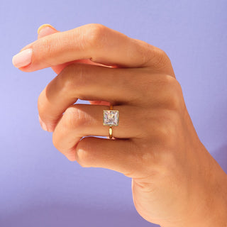 1.0 CT Princess Moissanite Bezel Engagement Ring