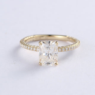 3.65 CT Radiant Moissanite Hidden Halo Pave Setting Engagement Ring