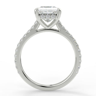 1.35 CT Princess Moissanite Hidden Halo Pave Setting Engagement Ring