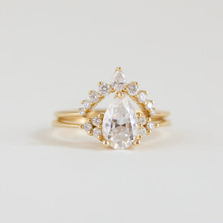 1.33 CT Pear Moissanite Cluster Engagement Ring